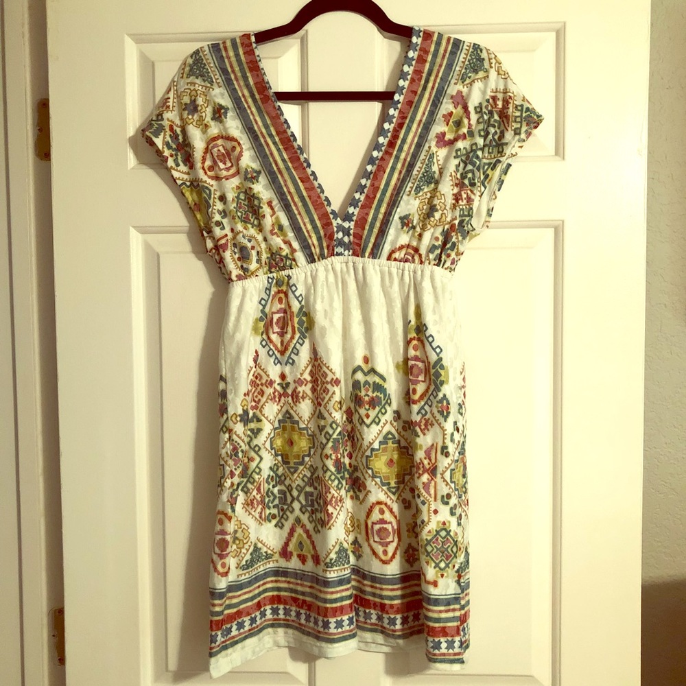 Deep V Maurice’s Aztec Pattern Summer Dress